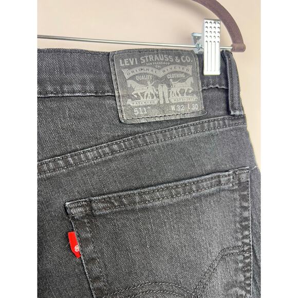 Levi’s 511 Slim Fit Jeans Black Stretch Denim Casual Mid Rise W32 L30 Men’s - Picture 6 of 9